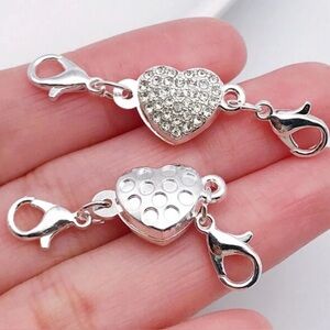 magnetic heart clasps for lobster clasp necklace jewelry Silver Heart arthritis